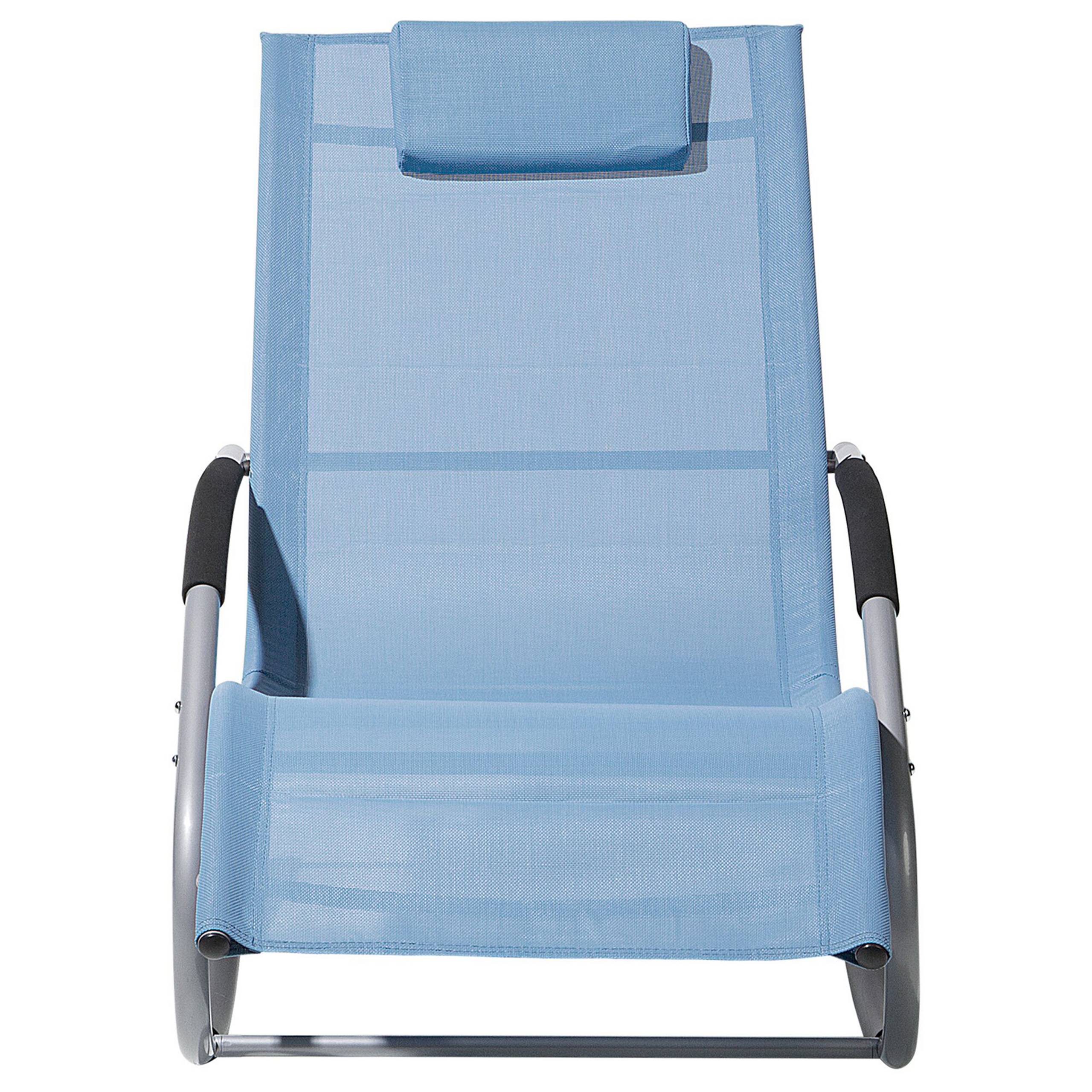 Beliani - Transat Bain de Soleil Fonction Bascule en Acier Noir et Textile Bleu Matières Durables et Design Moderne pour Jardin ou Terrasse Beliani - Imagen 4