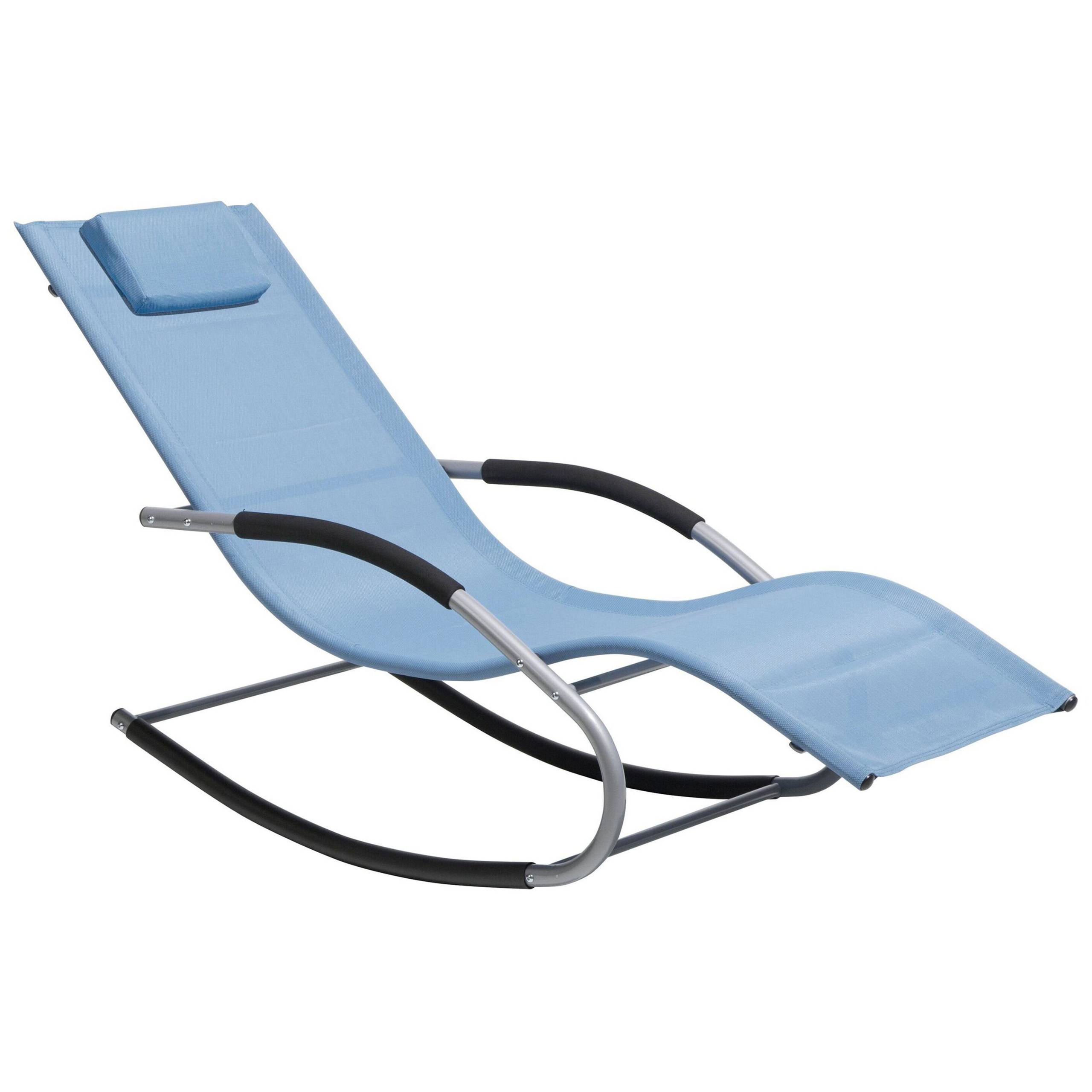 Beliani - Transat Bain de Soleil Fonction Bascule en Acier Noir et Textile Bleu Matières Durables et Design Moderne pour Jardin ou Terrasse Beliani - Imagen 1