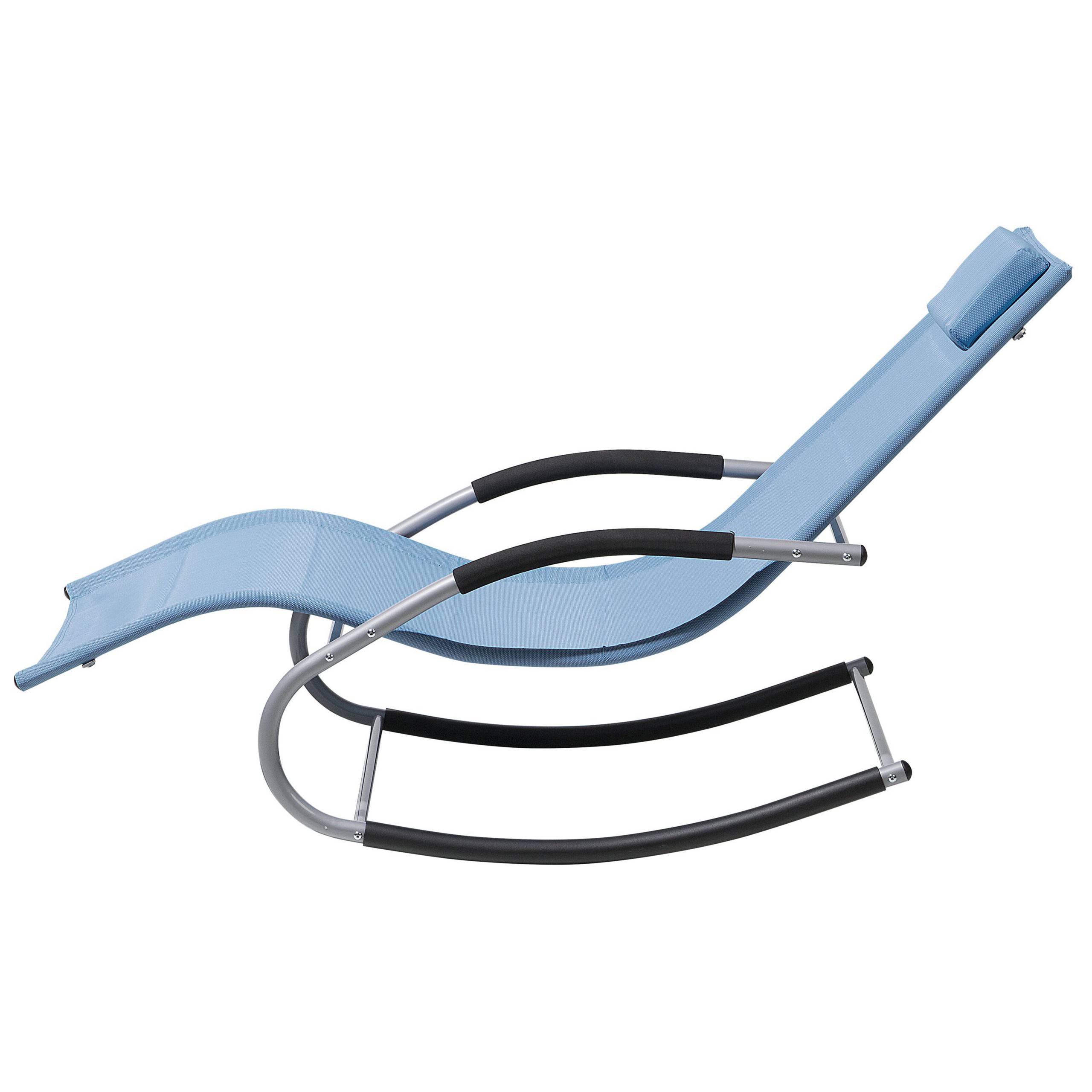 Beliani - Transat Bain de Soleil Fonction Bascule en Acier Noir et Textile Bleu Matières Durables et Design Moderne pour Jardin ou Terrasse Beliani - Imagen 5