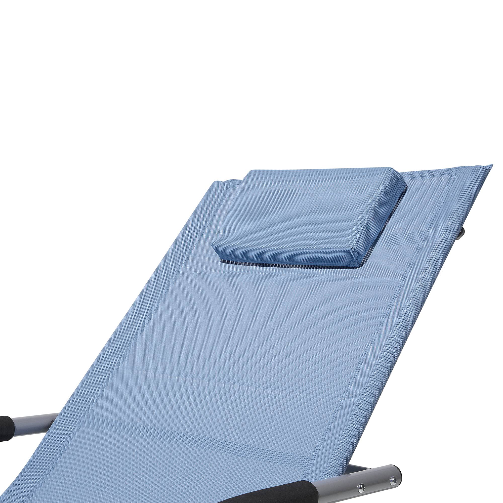 Beliani - Transat Bain de Soleil Fonction Bascule en Acier Noir et Textile Bleu Matières Durables et Design Moderne pour Jardin ou Terrasse Beliani - Imagen 7