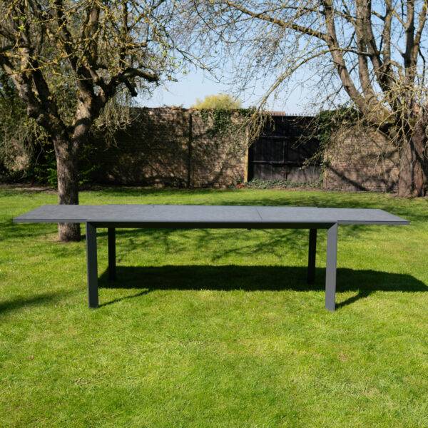 Table de jardin 8/12p en aluminium et plateau en verre Gris MODULO - Image 3
