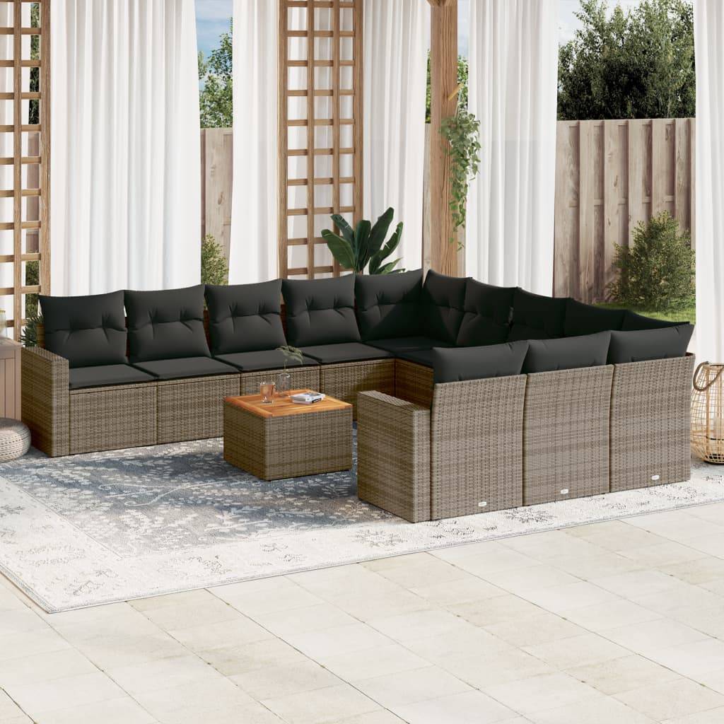 ComfortXL - Salon de Jardin Modulable Gris 11 Places en Résine Tressée Coussins Gris Foncé – ComfortXL Outdoor Living - Image 1