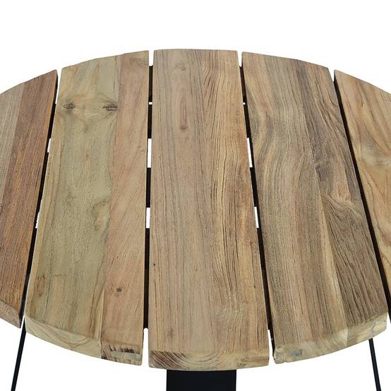 Table basse en métal anthracite et teck recyclé D 60 cm Orsay - Gecko Jardin - Imagen 3