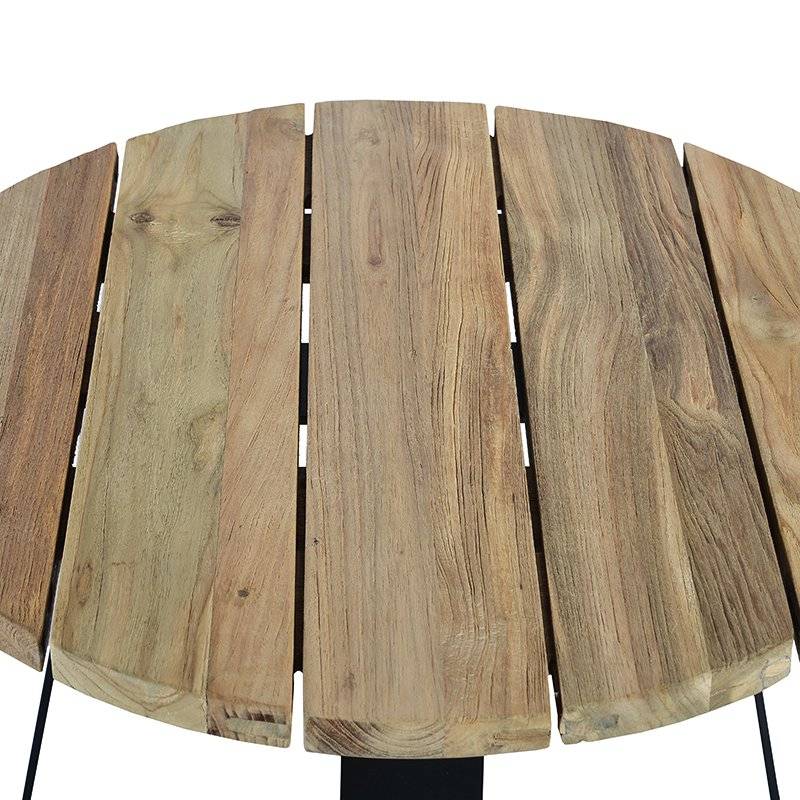 Table basse en métal anthracite et teck recyclé D 60 cm Orsay - Gecko Jardin - Imagen 3