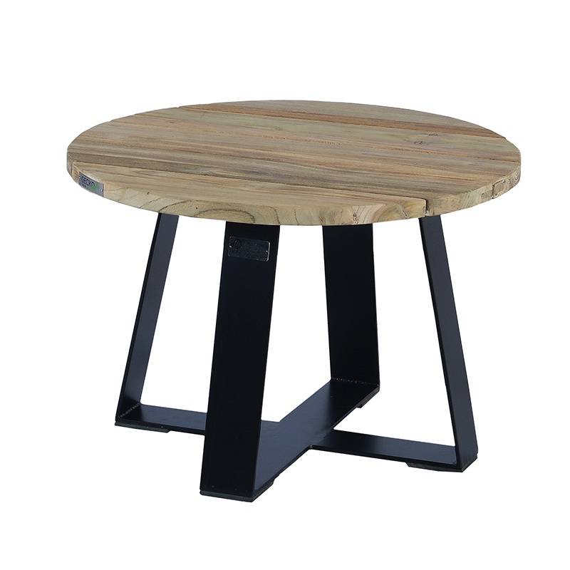 Table basse en métal anthracite et teck recyclé D 60 cm Orsay - Gecko Jardin - Imagen 2