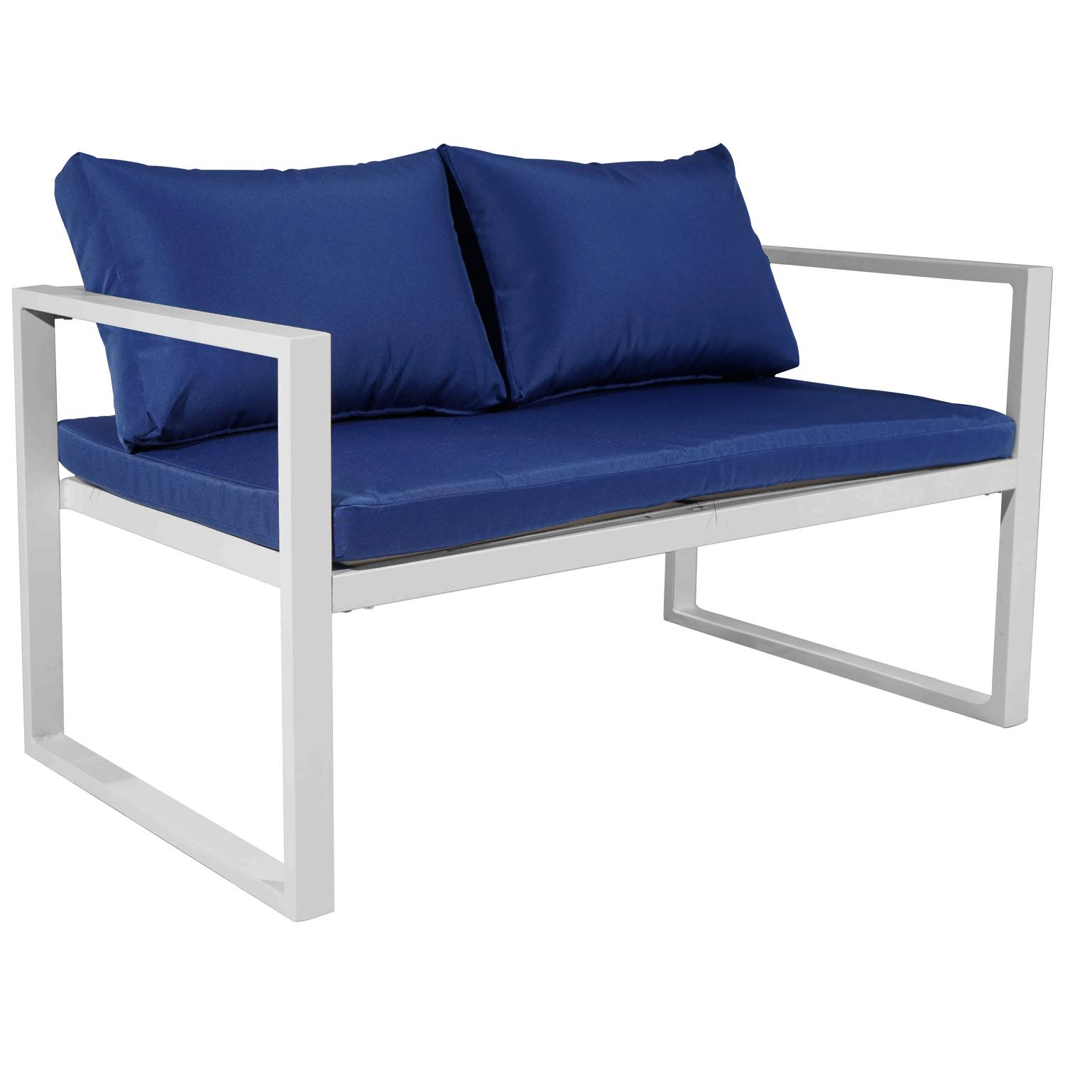 Salon de jardin IBIZA en tissu bleu 4 places - aluminium blanc - HAPPY GARDEN - Imagen 3