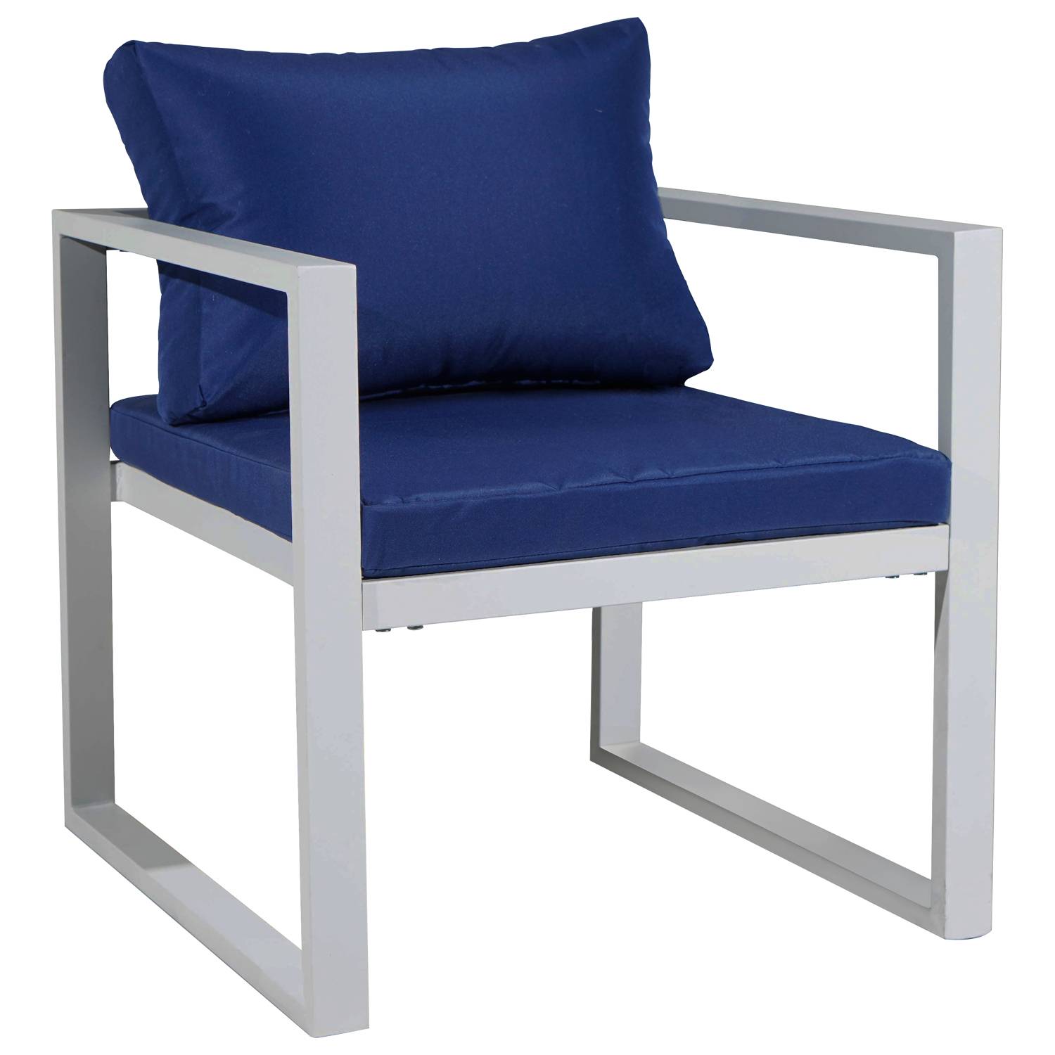 Salon de jardin IBIZA en tissu bleu 4 places - aluminium blanc - HAPPY GARDEN - Imagen 4