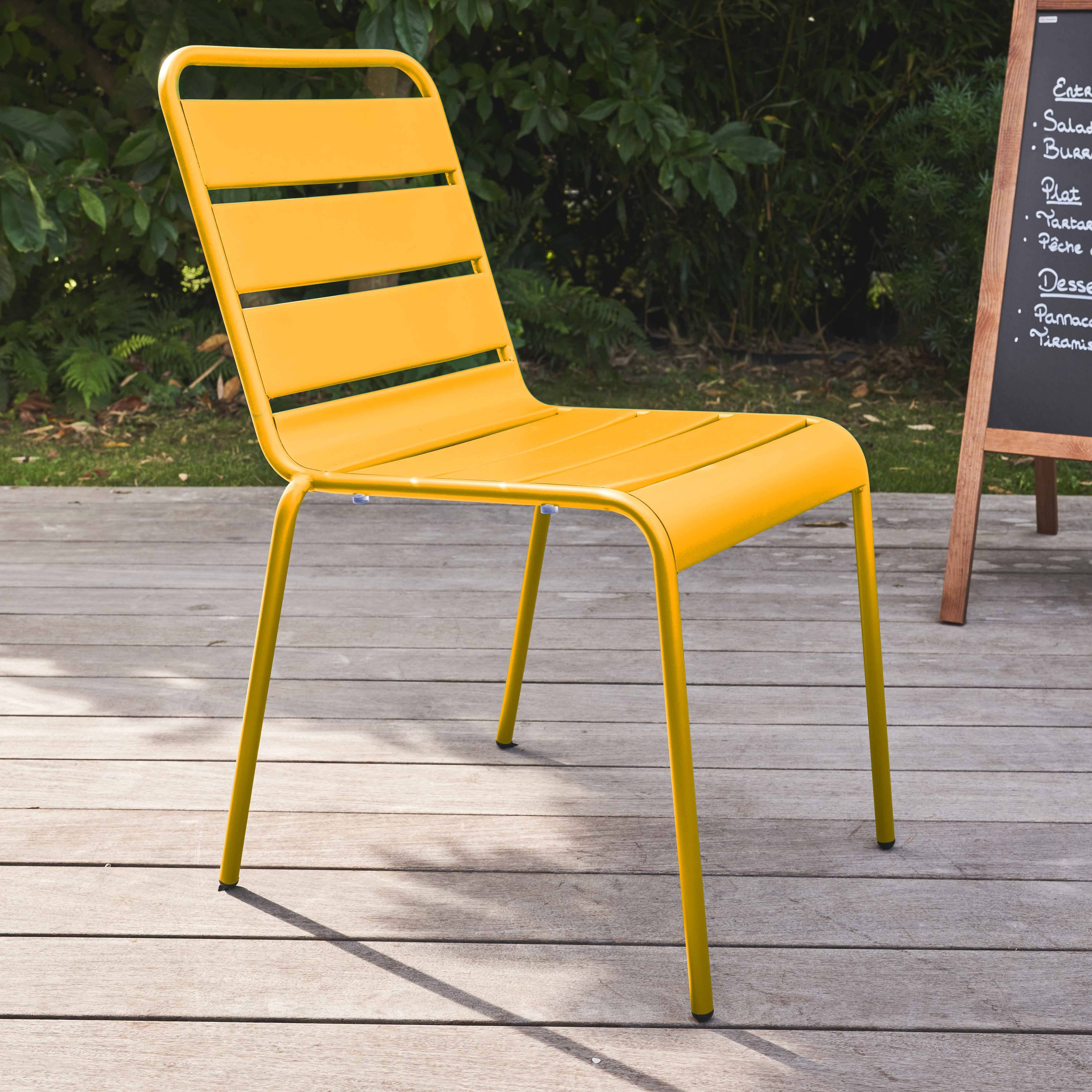 Oviala - Chaise de jardin en métal jaune Palavas - Oviala - Image 2