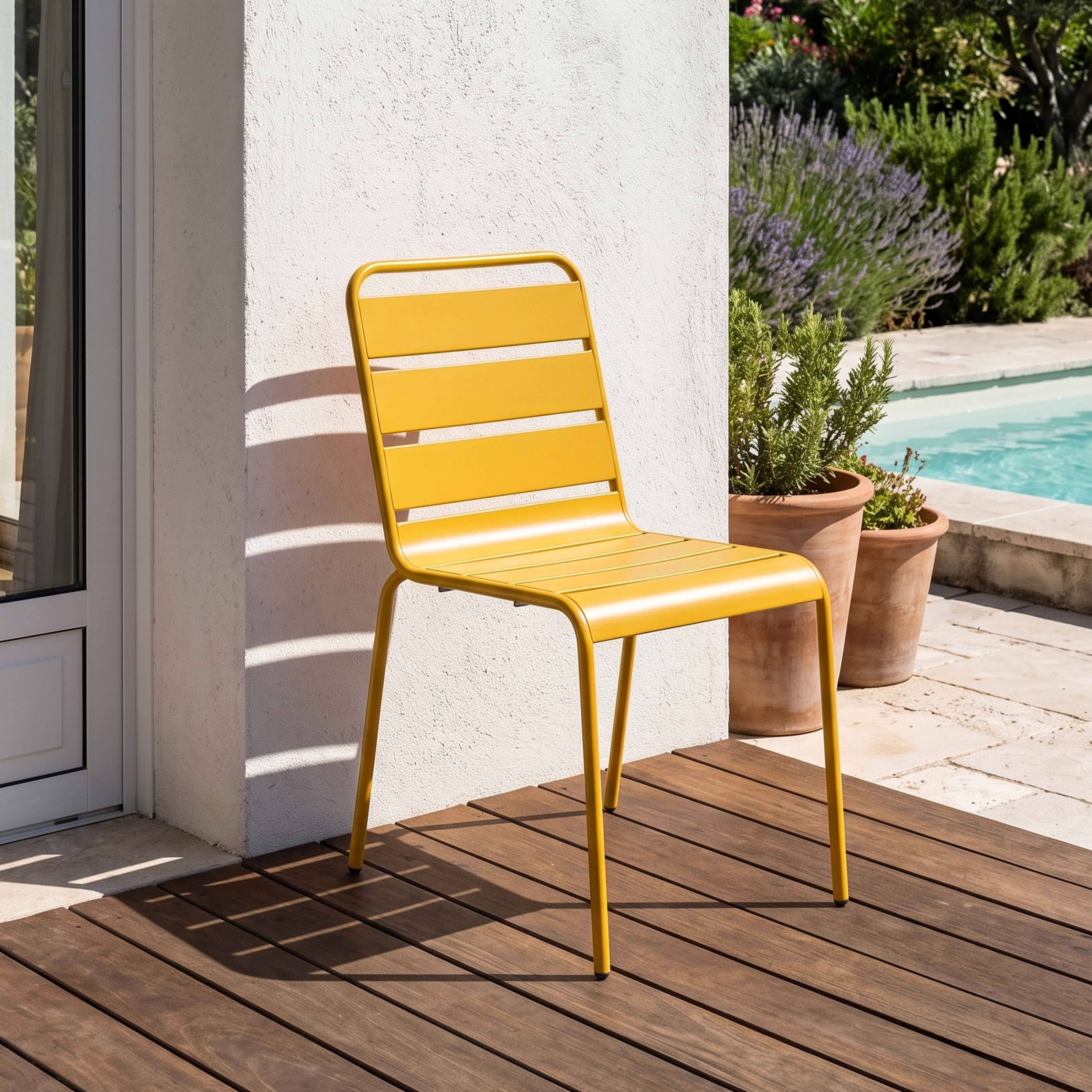 Oviala - Chaise de jardin en métal jaune Palavas - Oviala - Imagen 2