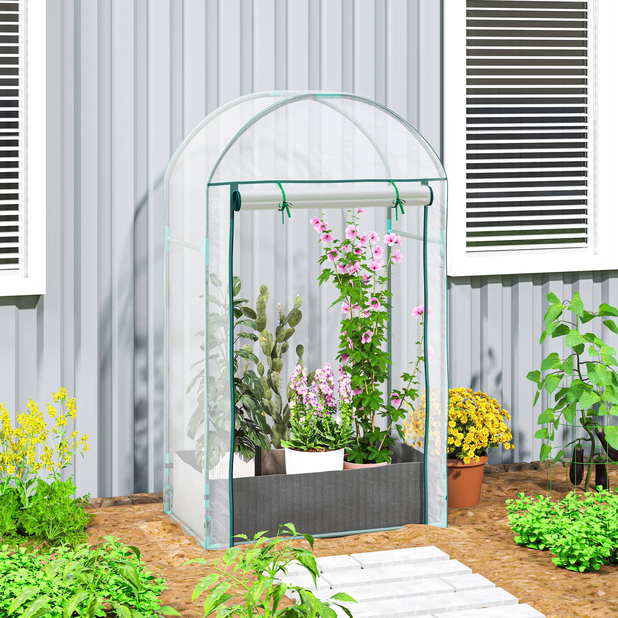 Mini serre de jardin Plastique Transparent 89x50x152 cm - Image 3