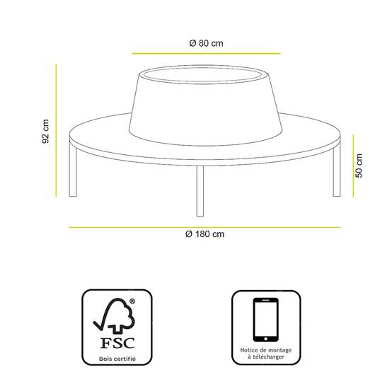 Teck'Attitude - Banc circulaire en teck massif tour d'arbre 360°, Westminster - TECK'Attitude - Imagen 6