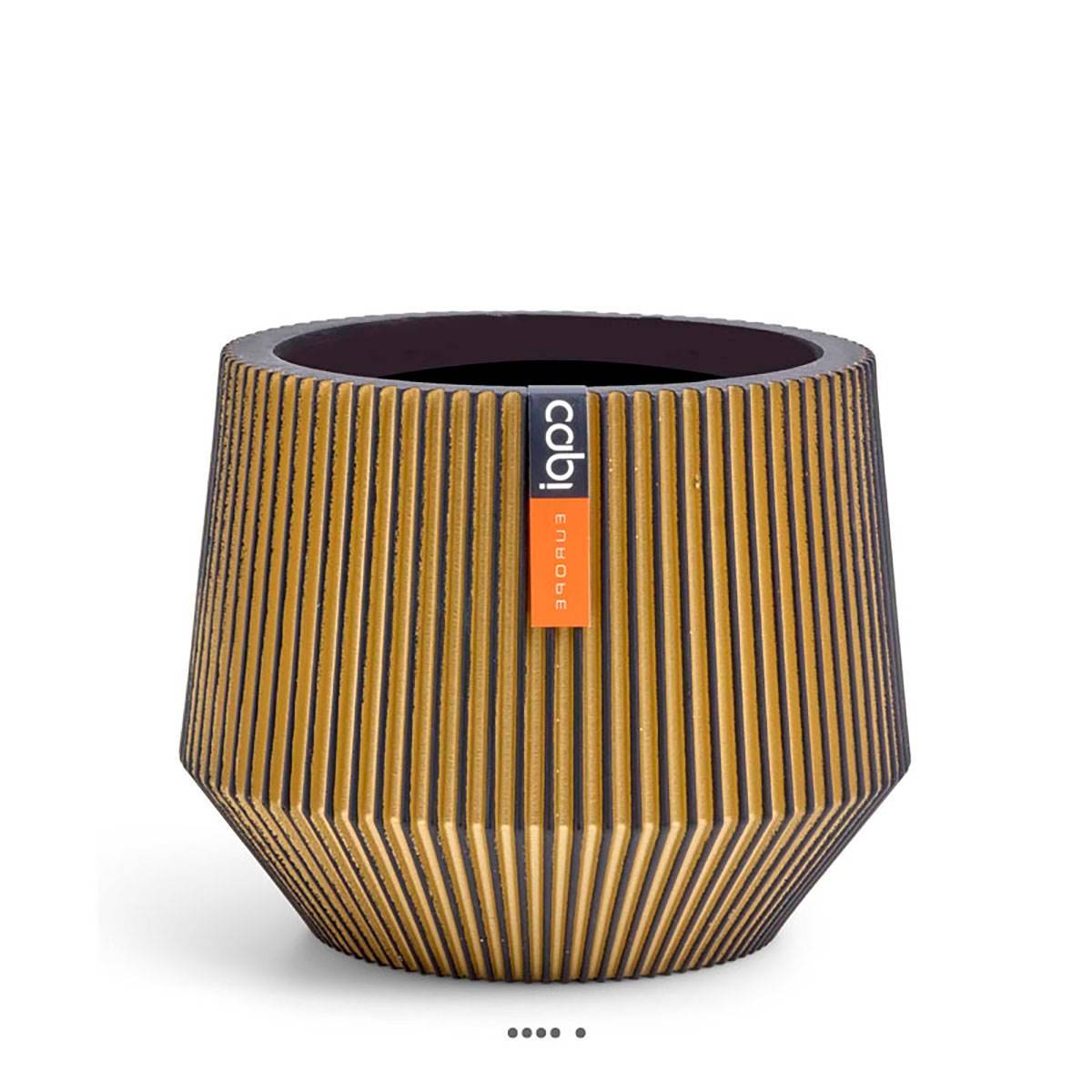 Artificielles - Superbe pot Groove doré forme géométrique en plastique H 27 x D 33 cm - dimhaut: H 27 cm - couleur: Doré - Imagen 1