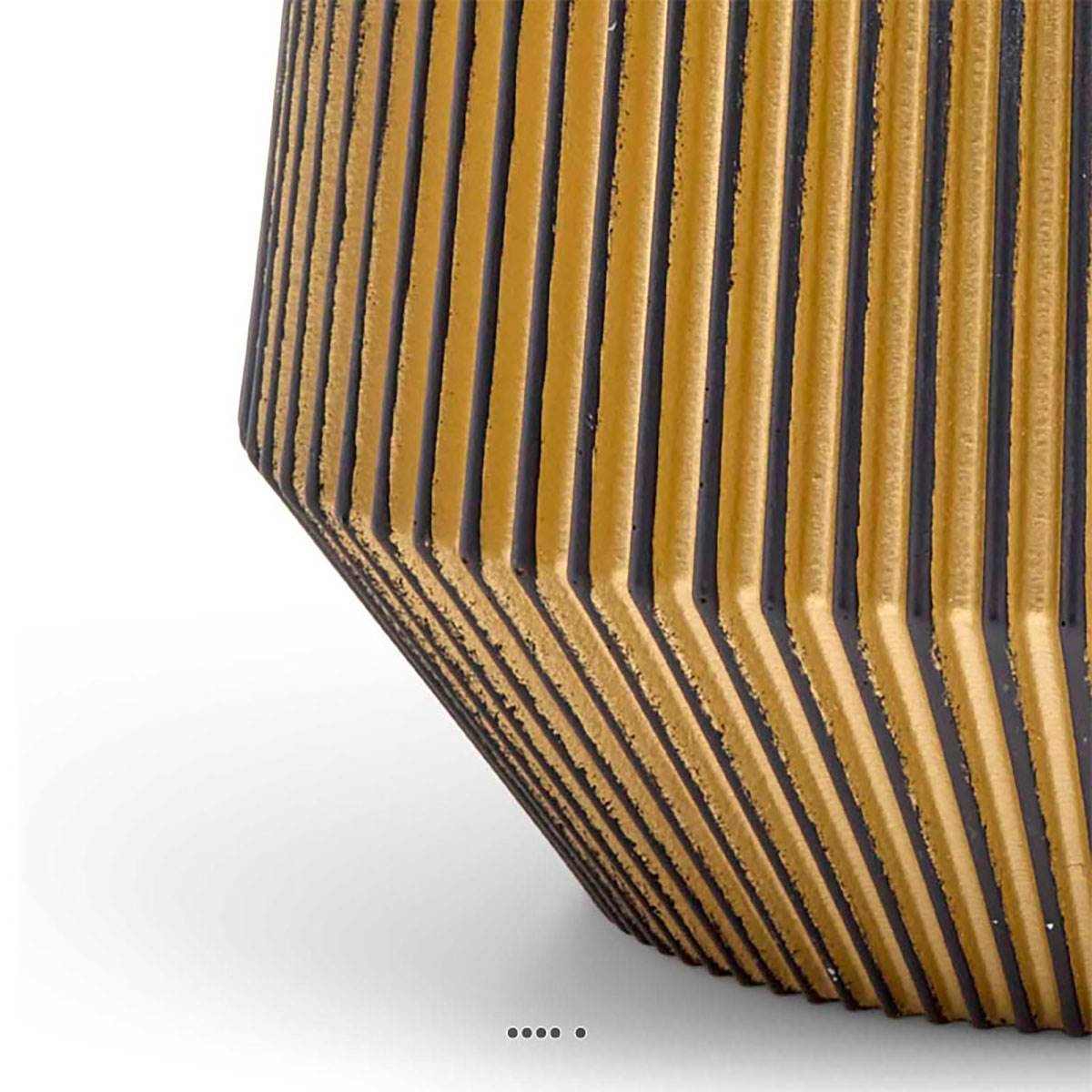 Artificielles - Superbe pot Groove doré forme géométrique en plastique H 27 x D 33 cm - dimhaut: H 27 cm - couleur: Doré - Imagen 2
