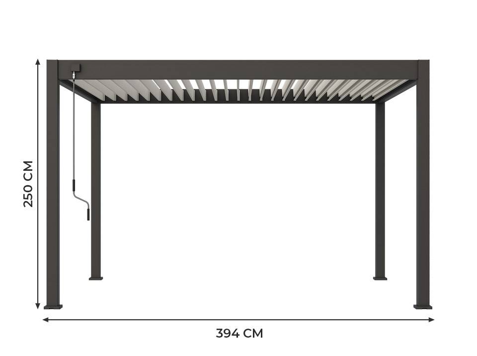 Pergola Bioclimatique Autoportée 12m² - 3x4m Trois Panneaux Vénitiens - Anthracite - Lames Inclinables à 120 degrés - ECLIPSE - Imagen 4