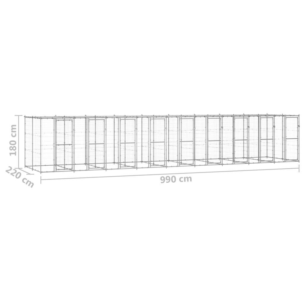 Helloshop26 - Chenil extérieur cage enclos parc animaux chien extérieur acier galvanisé avec toit 21,78 m² - Imagen 2