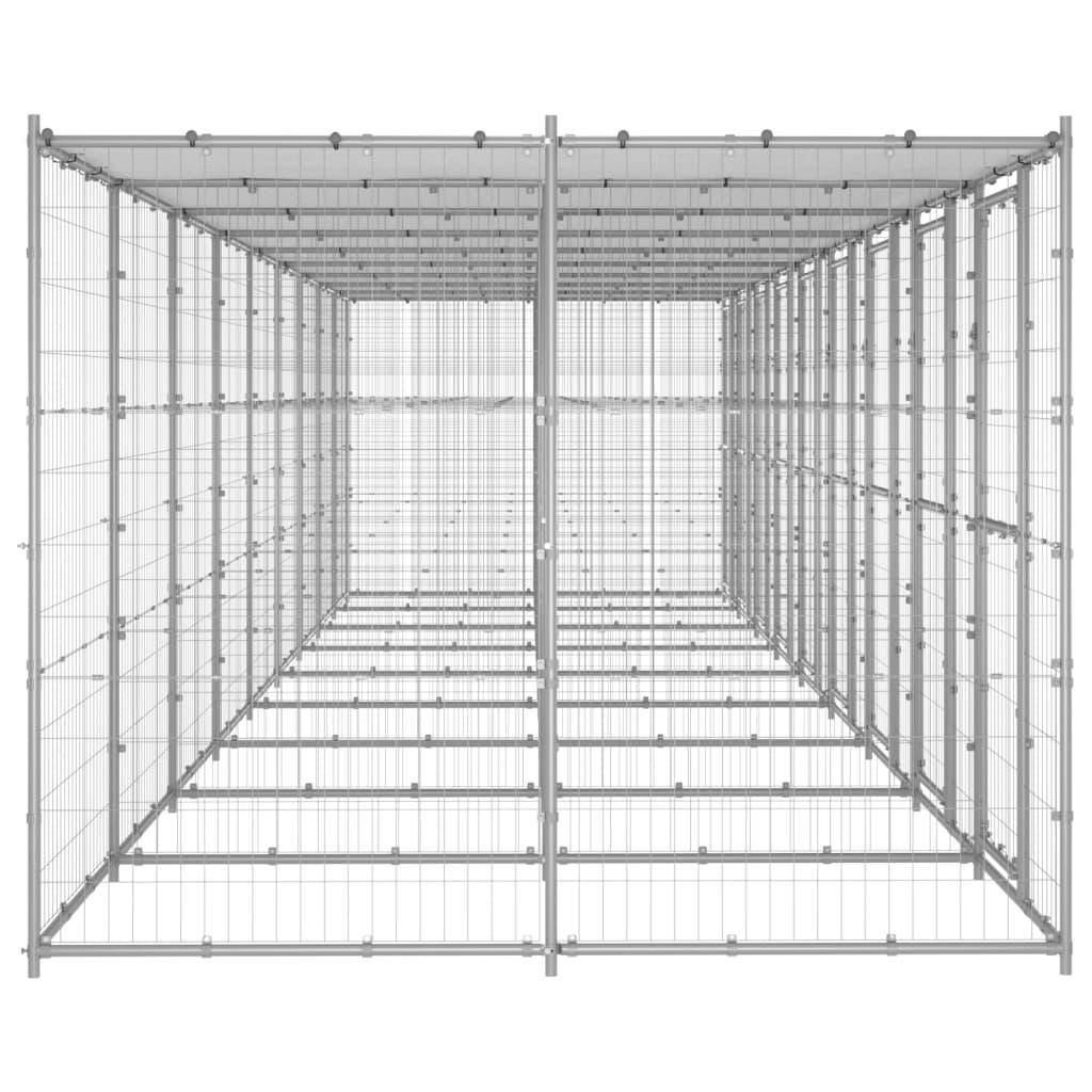 Helloshop26 - Chenil extérieur cage enclos parc animaux chien extérieur acier galvanisé avec toit 21,78 m² - Imagen 4