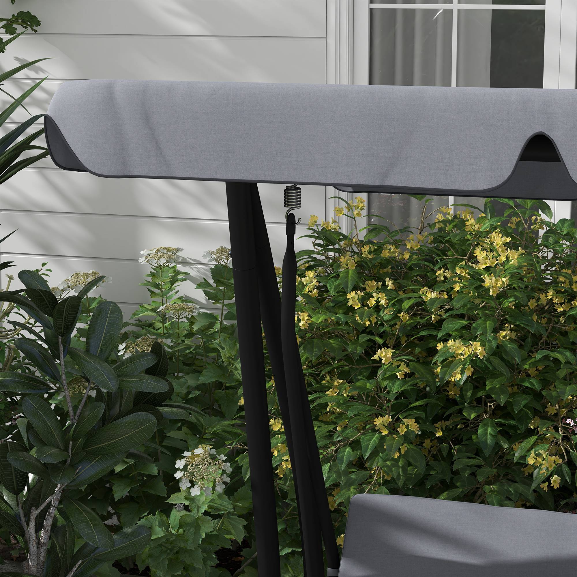 Balancelle convertible 3 places acier jardin toit inclinable et tablettes gris foncé - ComfortXL Outdoor Living - Image 10