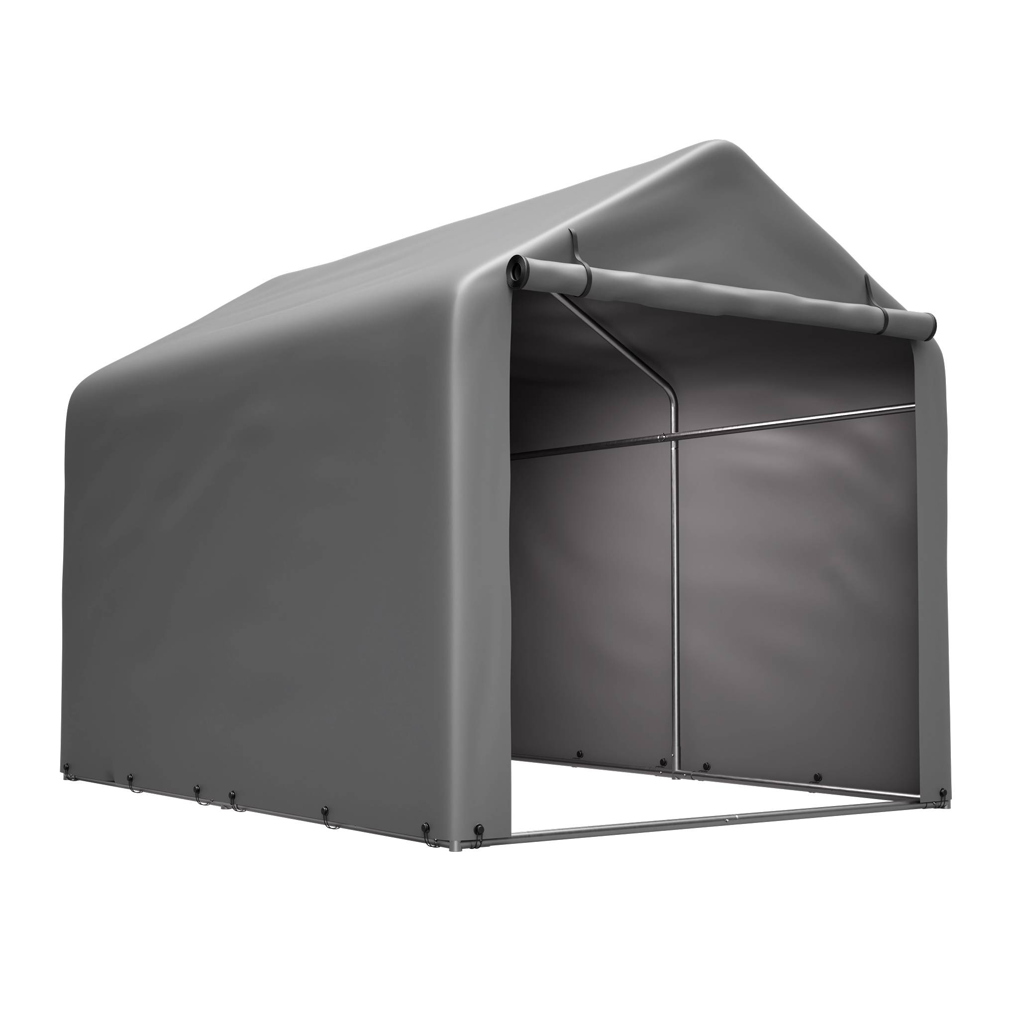 Garage à vélos 160x220x165cm cadre acier noir PE imperméable, porte roulante pour vélos et outils - Image 10