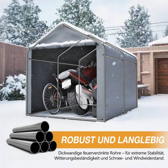 Garage à vélos 160x220x165cm cadre acier noir PE imperméable, porte roulante pour vélos et outils - Image 6