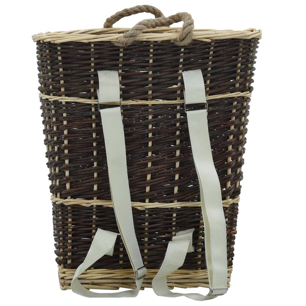 Sac à dos panier à bûches en osier naturel pour transport de bois 50 cm – ComfortXL Outdoor Living - Image 3