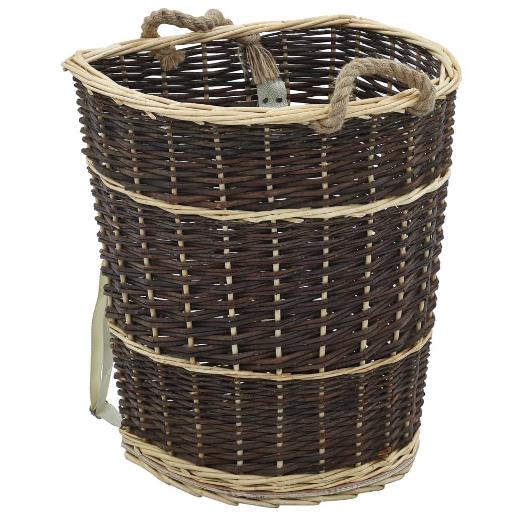 Sac à dos panier à bûches en osier naturel pour transport de bois 50 cm – ComfortXL Outdoor Living - Image 1