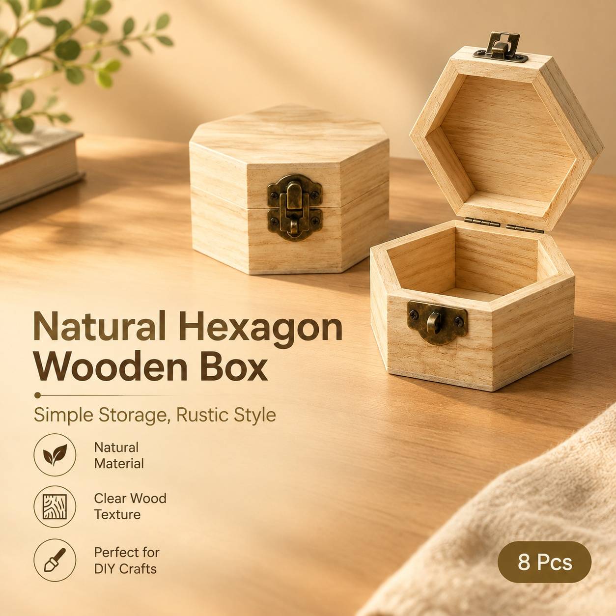 Boîtes en Bois Hexagonales avec Couvercle pour Décoration et Rangement - Image 5