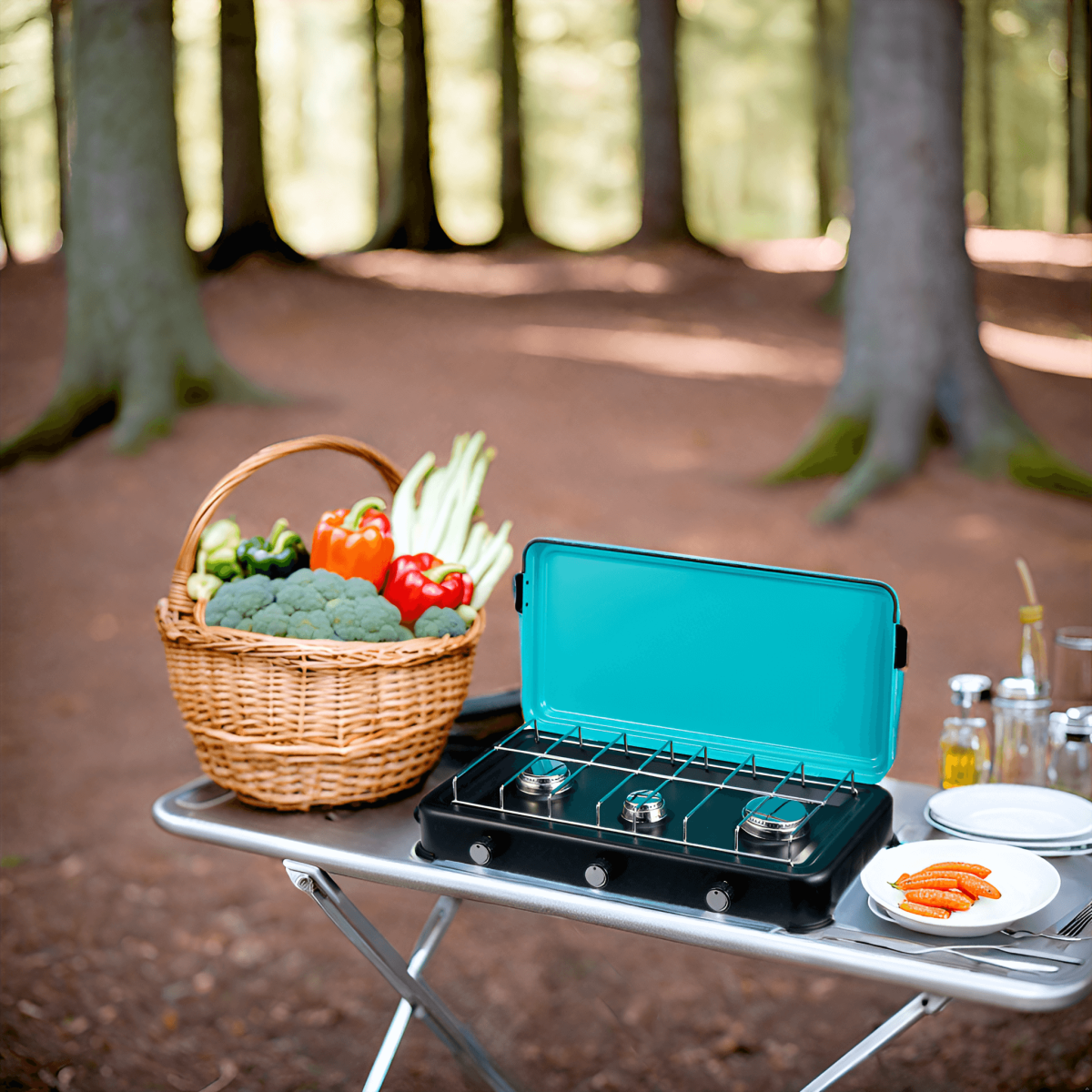 Plaque de cuisson gaz 3 feux 3000W Table de cuisson portable + Tuyau butane/propane INTEC - Imagen 3