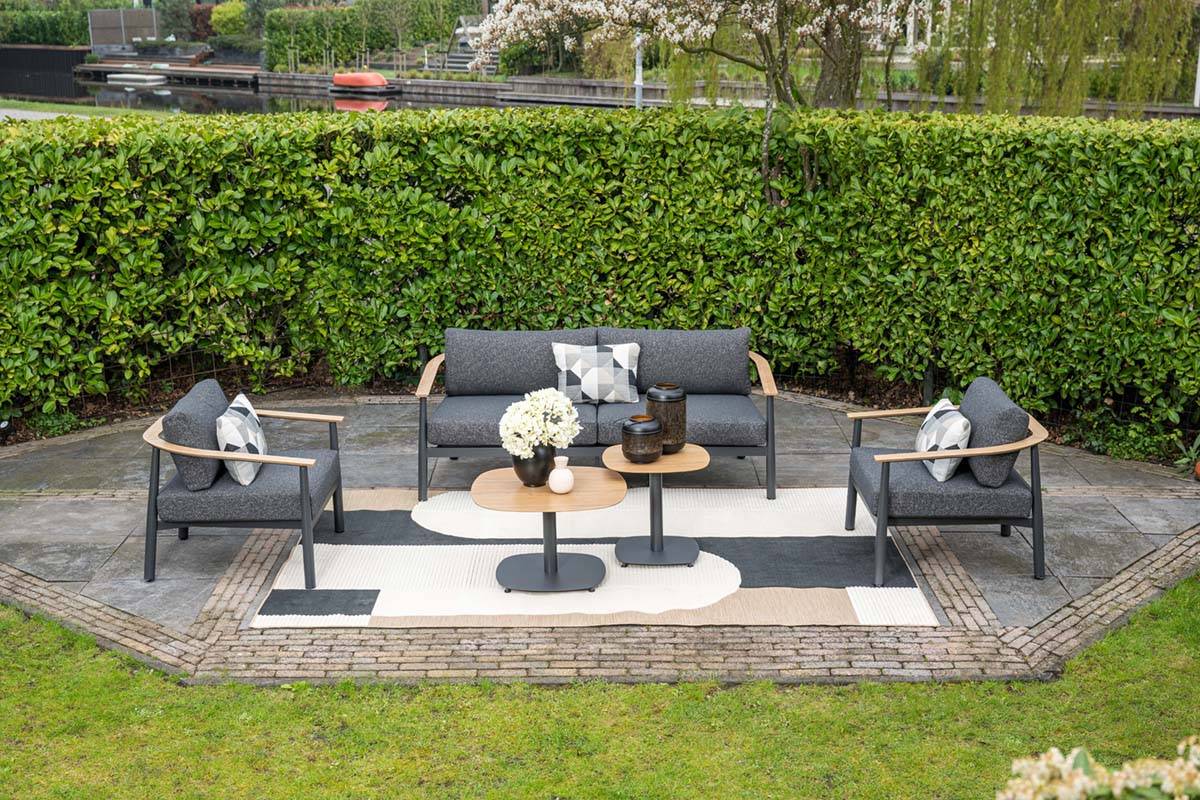 Garden Impressions - Ensemble salon de jardin Montevideo - 5 places - noir - tecklook - Imagen 2