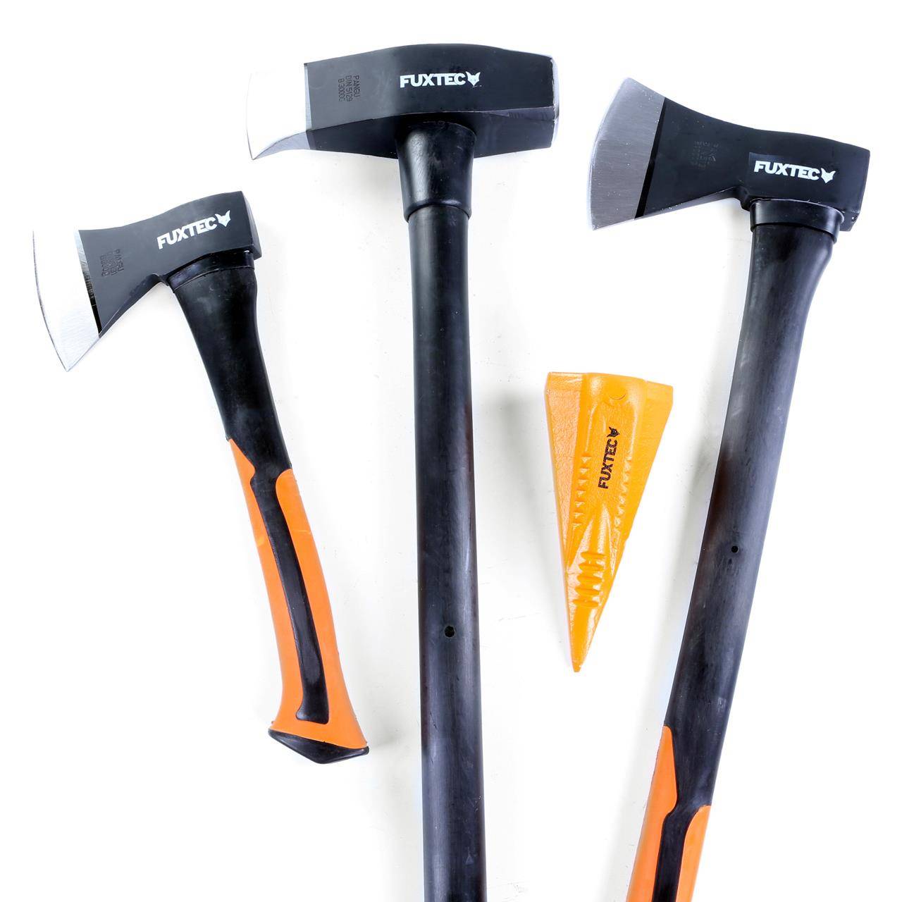 FUXTEC - Hachettes bois acier forgé - FUXTEC FX-AX4 - Set hachette 36cm + hache 69cm + hache de fendage 91cm + coin fendeur acier 1,8kg - Image 2