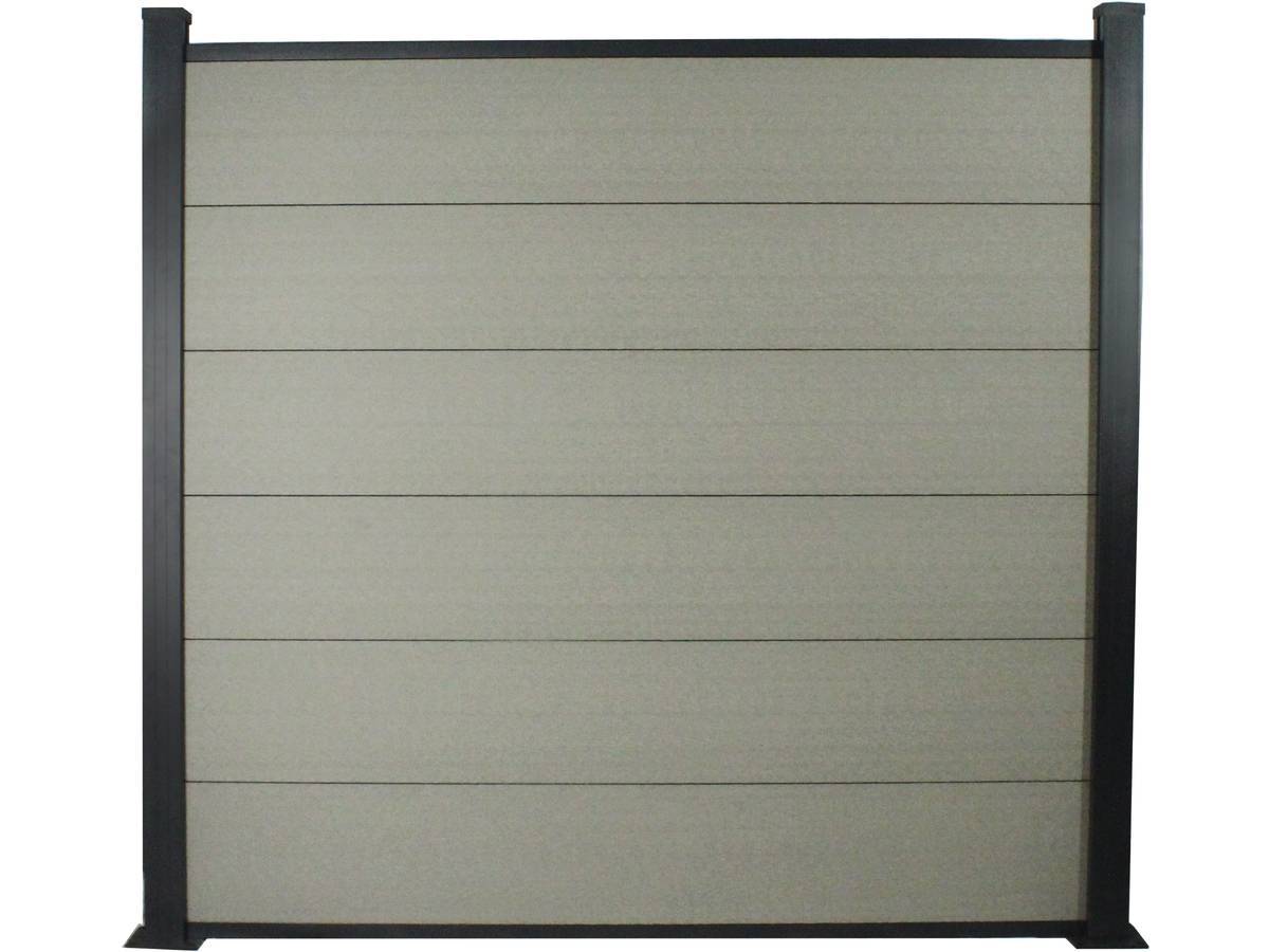 Habitat Et Jardin - Kit Clôture 1.6 X 1.6 M Composite Et Aluminium + Profilés De Finitions - Kit De Fixation Offert - Gris -habitat Et Jardin - Imagen 1