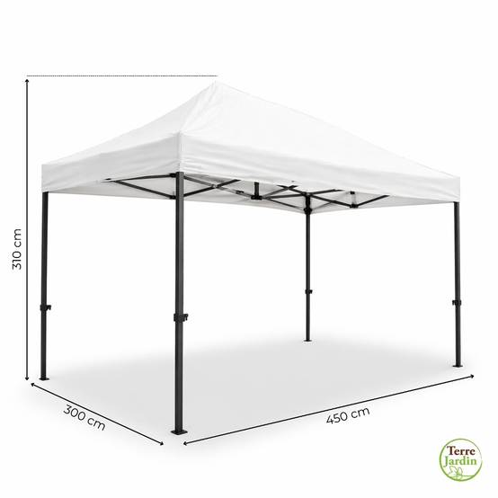 Barnum pliant professionnel 3 X 4,5 M, Tonnelle/Tente/Chapiteau pour jardin, marché, foire Unité Blanc - Image 4