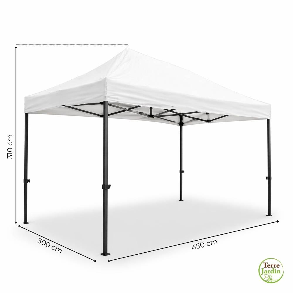Barnum pliant professionnel 3 X 4,5 M, Tonnelle/Tente/Chapiteau pour jardin, marché, foire Unité Blanc - Image 4
