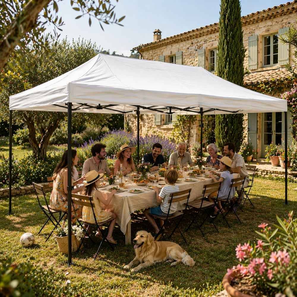 Barnum pliant professionnel 3 X 4,5 M, Tonnelle/Tente/Chapiteau pour jardin, marché, foire Unité Blanc - Image 7