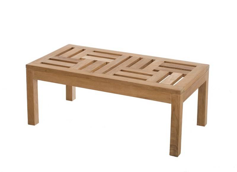 Macabane - FUN - Table basse de jardin rectangulaire 100x50cm en bois Teck - Imagen 1