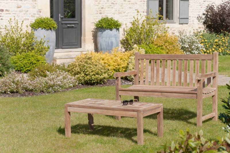 Macabane - FUN - Table basse de jardin rectangulaire 100x50cm en bois Teck - Imagen 3