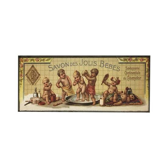 Plaque murale décorative vintage salle de bain fer jaune 40x15cm Chemin de campagne