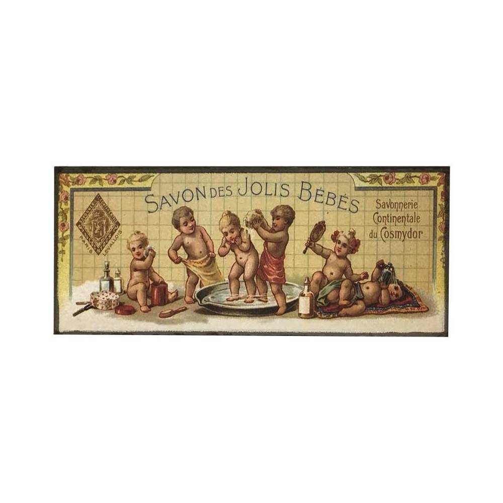Plaque murale décorative vintage salle de bain fer jaune 40x15cm Chemin de campagne