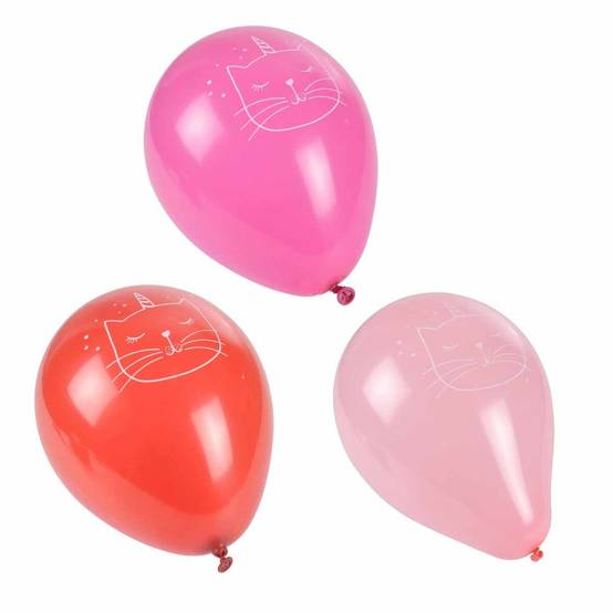 Lot de 6 Ballons Gonflables "Boho Chat" 23cm Rose - Image 1