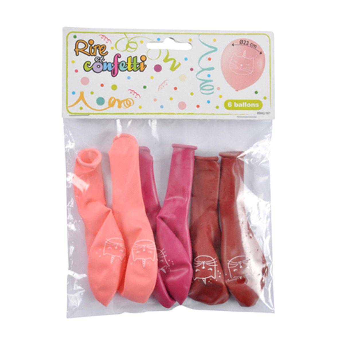 Lot de 6 Ballons Gonflables "Boho Chat" 23cm Rose - Image 2