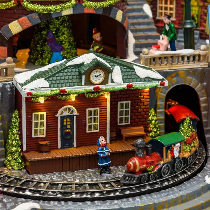 Lotti - Village de noël animé avec gare, Petit Train et Sapin de Noël Géant en Rotation et Musique à LED Lotti - Imagen 5