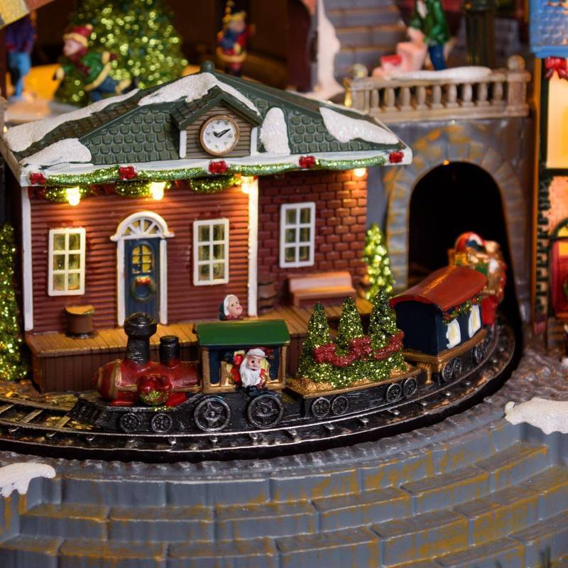 Lotti - Village de noël animé avec gare, Petit Train et Sapin de Noël Géant en Rotation et Musique à LED Lotti - Imagen 8