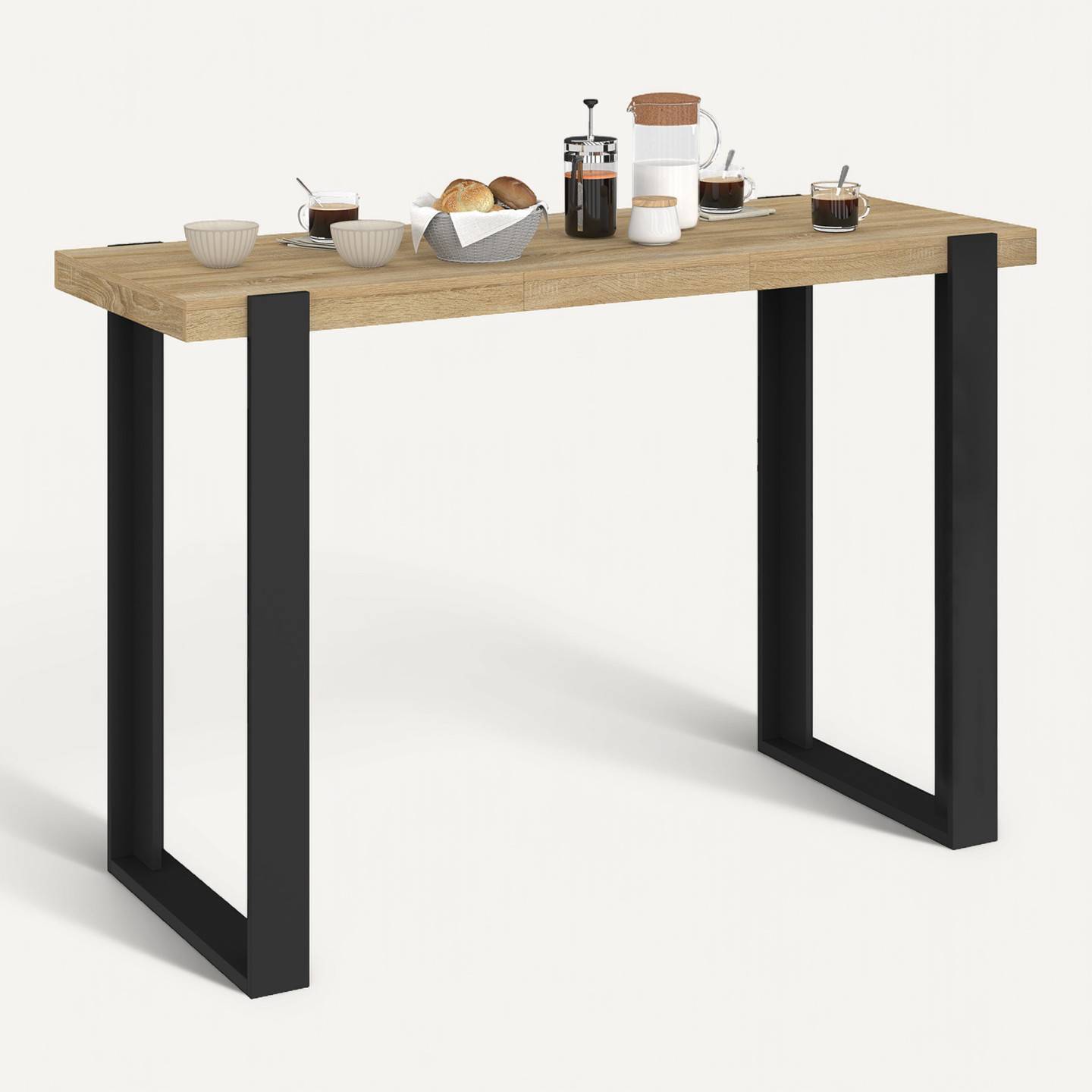 Table haute de bar extensible PHOENIX 2-4 personnes bois et noir 110 ...