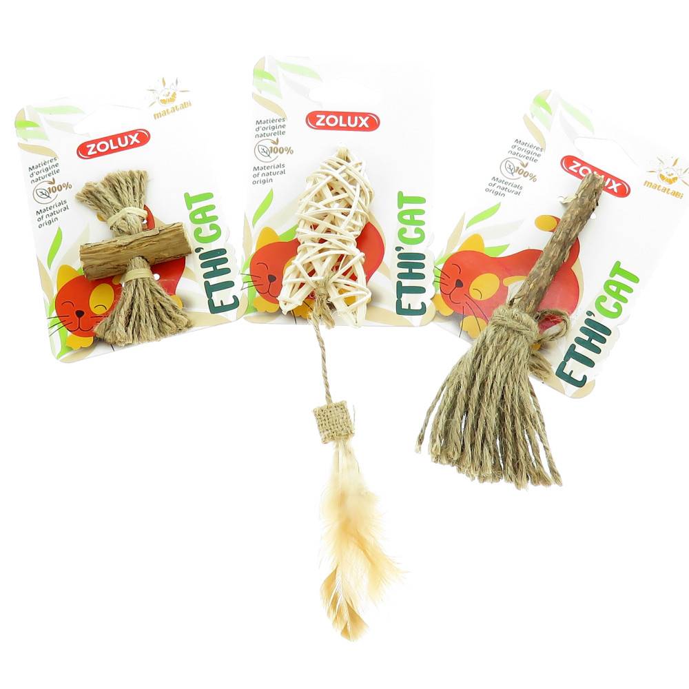 3 jouets en Matatabi et rotin, jouet pour chat - Image 2