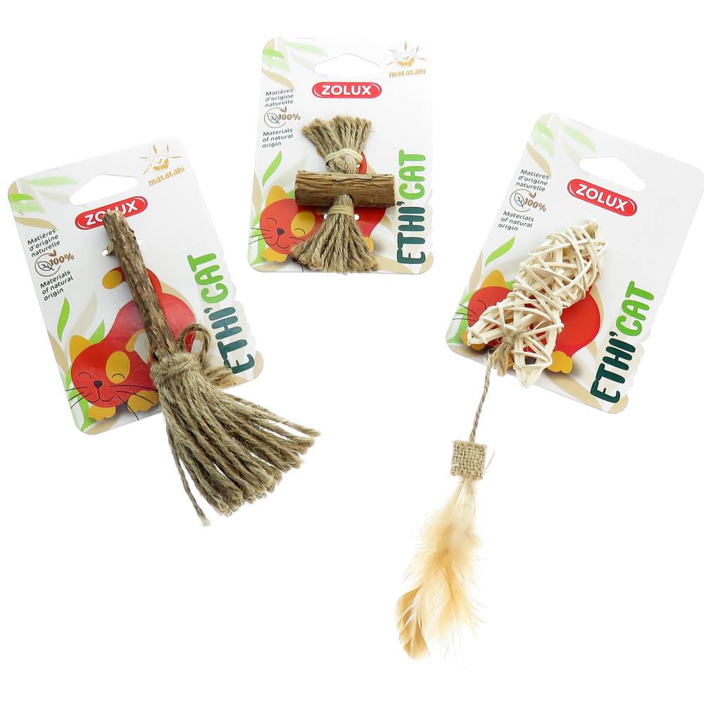 3 jouets en Matatabi et rotin, jouet pour chat - Image 1