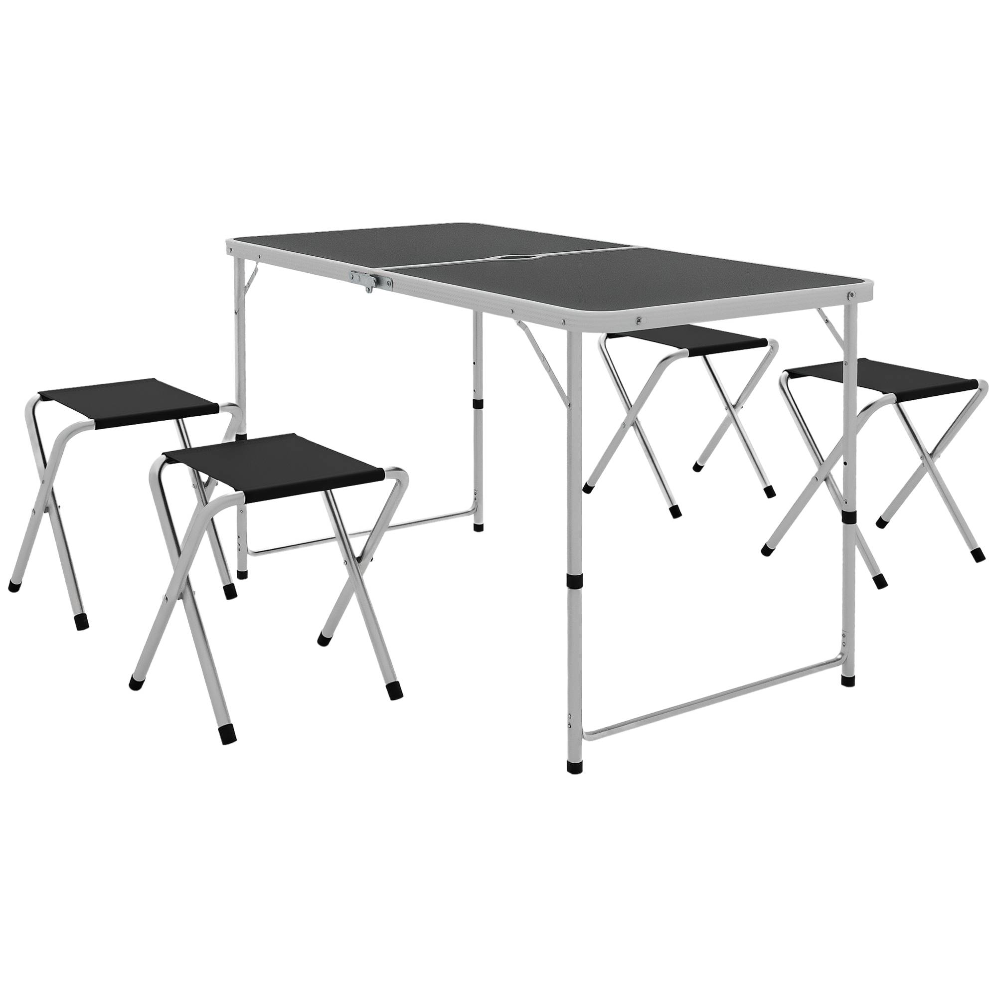 Ensemble table et chaises de camping aluminium gris foncé 120 x 60 x 70 cm - PANGIVO - Image 1