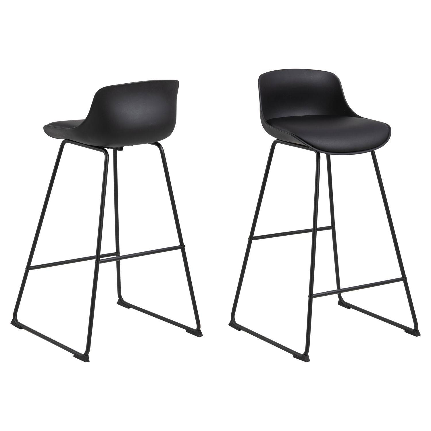 Sans Marque - Lot de 2 tabourets de bar en polypropylène et métal - Noir - Toilinux - Image 1