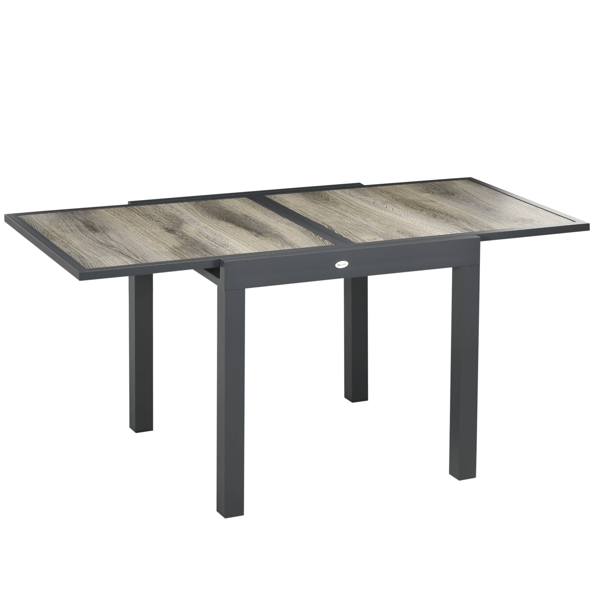 Table de jardin extensible, aluminium, beige et gris, 160 x 80 x 75 cm - PANGIVO - Image 1