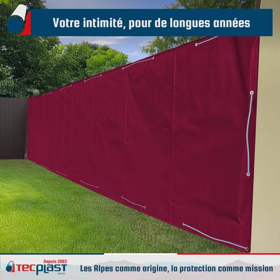 Bâche Brise Vue Rouge Bordeaux 4x4 m LP506BV - Garantie 5 ans - Brise vent occultant en PVC - Pare vue jardin TECPLAST - Imagen 2