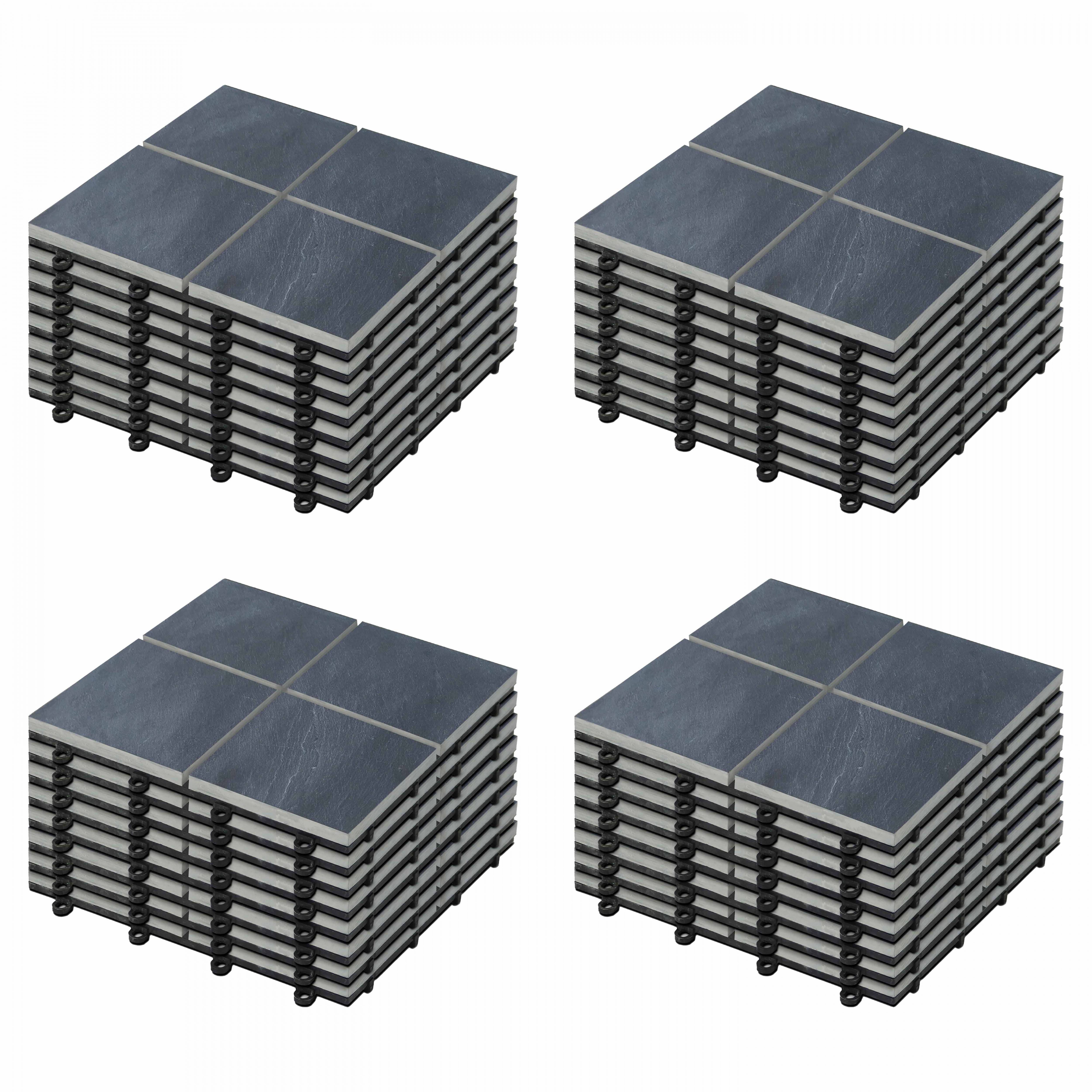 Oviala - Lot de 32 dalles clipsables en pierre noir Kobe - Oviala - Imagen 1