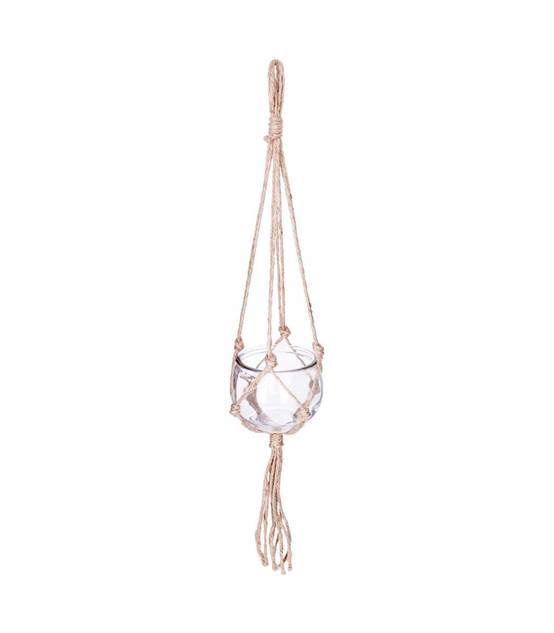 Pot à suspendre en Verre et Jute D 10.5 cm